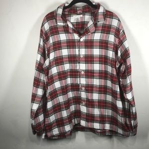 Pottery Barn Kids red plaid flannel PJ top medium